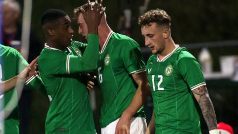 Killian Phillips celebrates with his team mates after scoring a goal in the 1-1 draw with New Zealand in November
