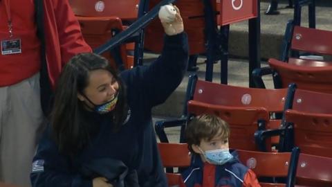 Fan makes catch