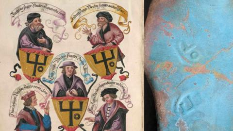 Fugger family crest with copper plates