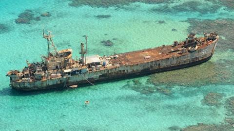 BRP Sierra Madre on disputed Second Thomas or Ayungin Shoal