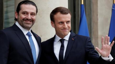 Saad Hariri (left) and Emmanuel Macron