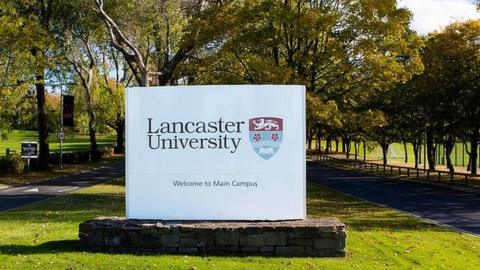 Lancaster University sign at entrance of university