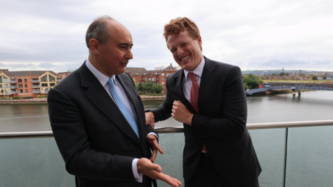 The UK's Investment Minister Lord Dominic Johnson and the United States special envoy to Northern Ireland Joe Kennedy III