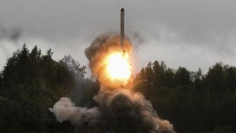 A Russian missile is fired during military exercises