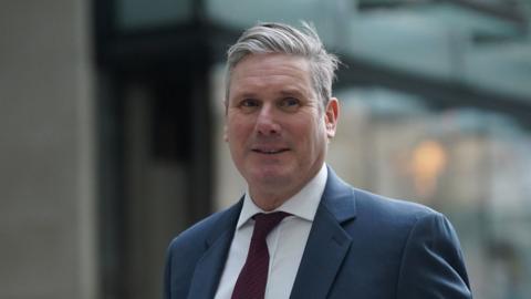 Labour leader Sir Keir Starmer arrives at BBC Broadcasting House in London