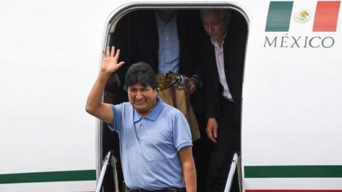 Morales arrives in Mexico