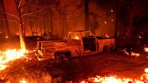 The Oak Fire burns in Darrah in Mariposa County, California, U.S. July 22, 2022
