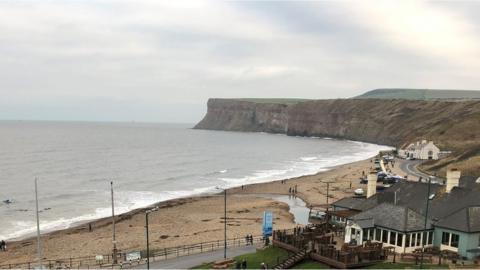 General view of Saltburn and the area of beach affected