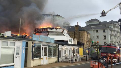 Smoke pouring from The Gaiety in Ventnor