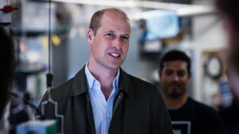 Prince William speaks to students from the Urban Assembly New York Harbor School