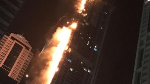 Burning skyscraper in Dubai