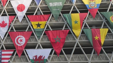 The flags of Africa's five World Cup representatives in Qatar