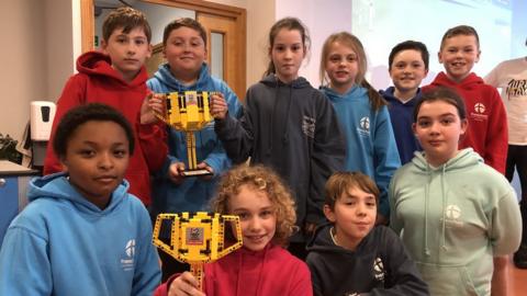 Frenchay Primary School pupils at the LEGO Robot Wars event