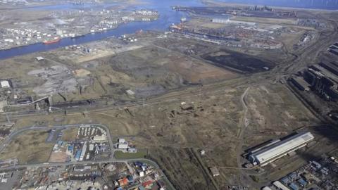 An aerial view of the site