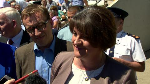 Arlene Foster attends a GAA match in County Monaghan. She says some people may be uncomfortable with her being at the event.