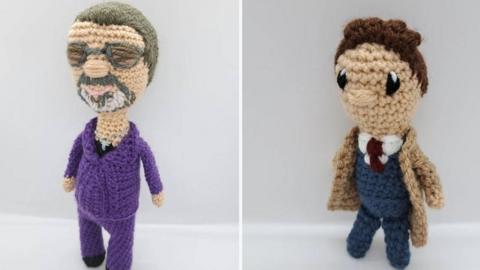 A knitted creation of George Michael and David Tenant