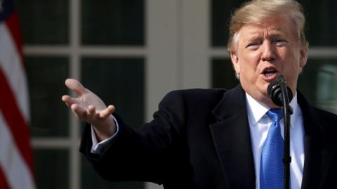 President Trump declares a national emergency, then acknowledges his order could face legal challenges.