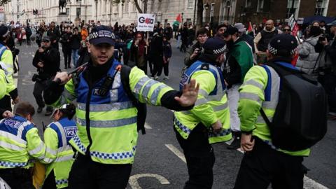 Police at demo