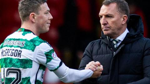 Celtic captain Callum McGregor and manager Brendan Rodgers