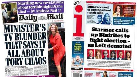 The front pages of the Daily Mail and the i newspapers