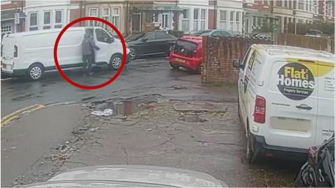 CCTV still showing El Gafari opening the van door