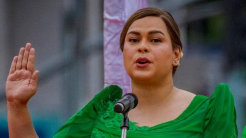 Image shows Sara Duterte being sworn in