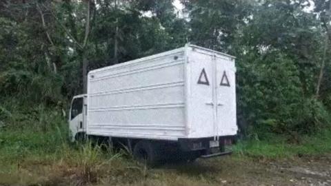 A lorry allegedly used to steal 2.8t of drugs is seen in a photo released by Ecuadorean police