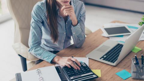 Woman using laptop