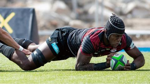 Both of Maro Itoje's two tries came before the break at Goldington Road