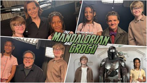 Images of Teddy and Sianna and the Stars of the Mandalorian and Grogu. 