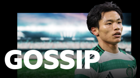 Gossip graphic with picture of Reo Hatate in a Celtic shirt