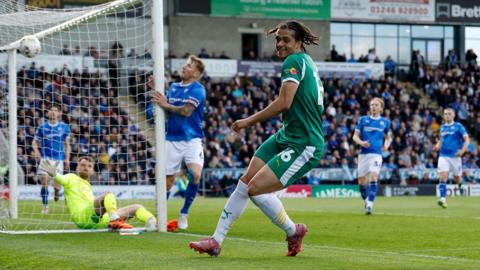 Jayden Luker celebrates scoring for Notts County