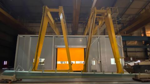 A cleanroom in a warehouse