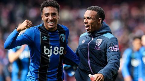 James Hill and Junior Kroupi celebrate