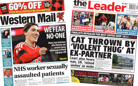 Front pages of Western Mail and Wrexham Leader