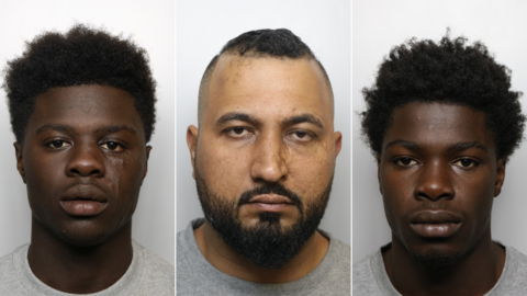 Police custody pictures of three men; Thomas Bickersteth, Adnan Rasool and Isaac Bickersteth.