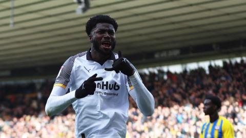 Patrick Agyemang celebrates his goal for Derby against Southampton