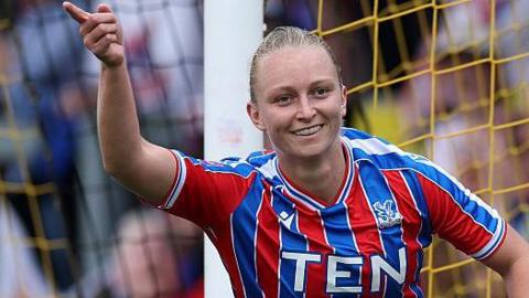Elise Hughes celebrates scoring for Crystal Palace