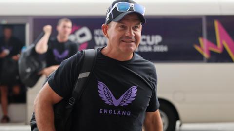 Matthew Mott before a game as England's T20 coach