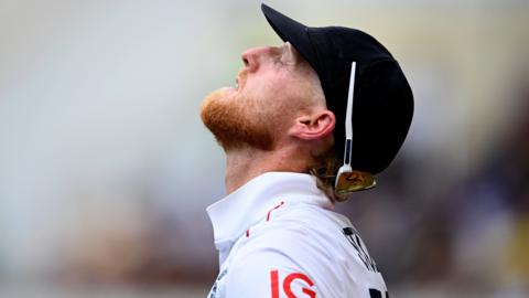 England captain Ben Stokes looks to the skies in distress