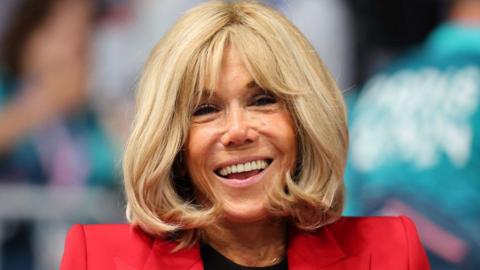 First Lady of France, Brigitte Macron looks on while watching  Paris 2024 Summer Paralympic Games at South Paris Arena on September 04, 2024 