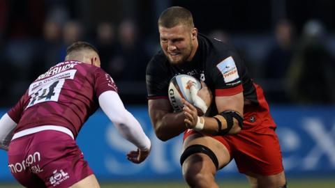 Tom Willis in action for Saracens against Sale Sharks