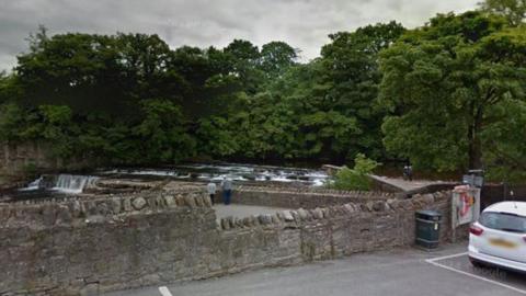 A view of Richmond Falls, a series of small waterfalls, from a nearby car park.