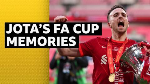Diogo Jota winning the FA Cup with Liverpool in 2022.