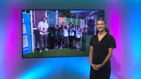 Nina on the Newsround set