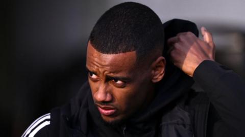 Alexander Isak arrives at Newcastle's St James' Park for a Premier League game last season
