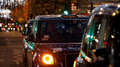 A taxi at night