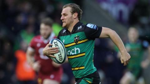 Callum Braley in action for Northampton Saints