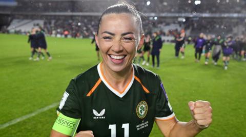 Republic of Ireland captain Katie McCabe celebrates