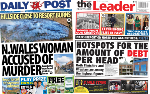 The front pages of the Daily Post and the Flintshire Leader